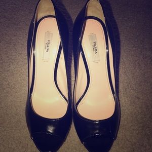 Authentic Prada peep toe heels